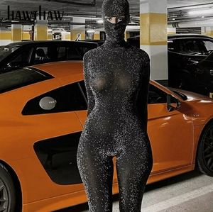 💋HAWTHAW BACKLESS BODYCON JUMPSUIT w/ MASKED PONYTAIL HOOD!!!
